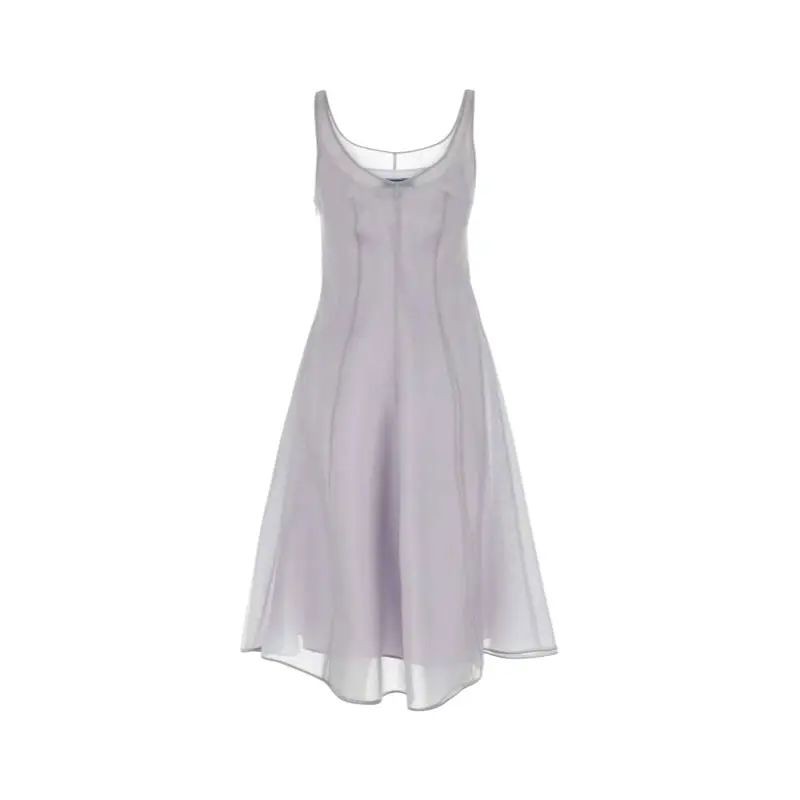 PRADA Scoop Neck Sleeveless Midi Dress