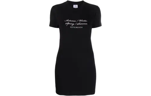 Vetements Logo Detailed Crewneck Mini Dress