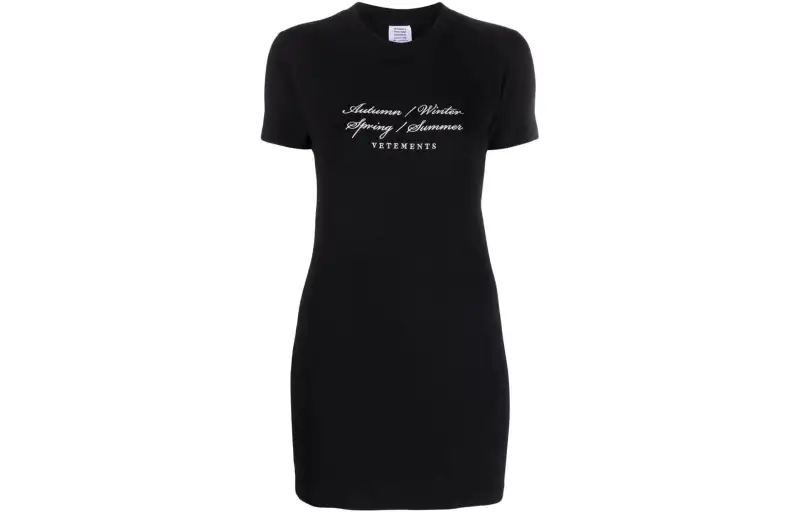 Vetements Logo Detailed Crewneck Mini Dress
