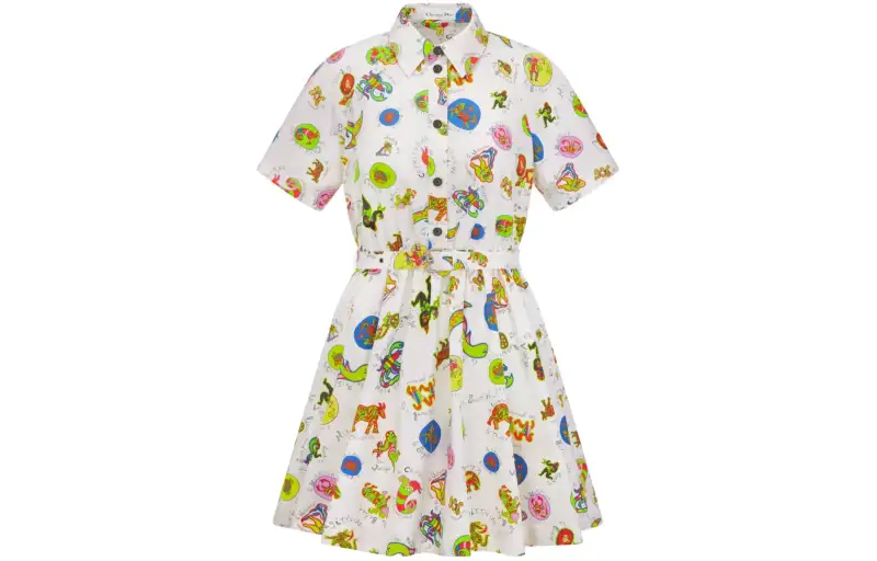 DIOR SS24 Short Sleeved Dress Women's White