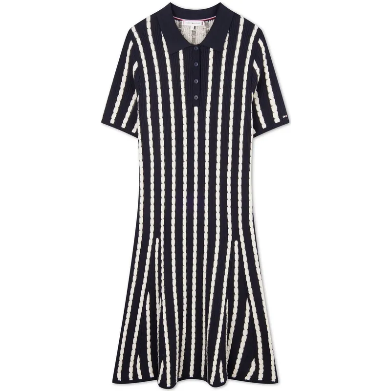Tommy Hilfiger Short Sleeved Dress Women's Black White Stripes