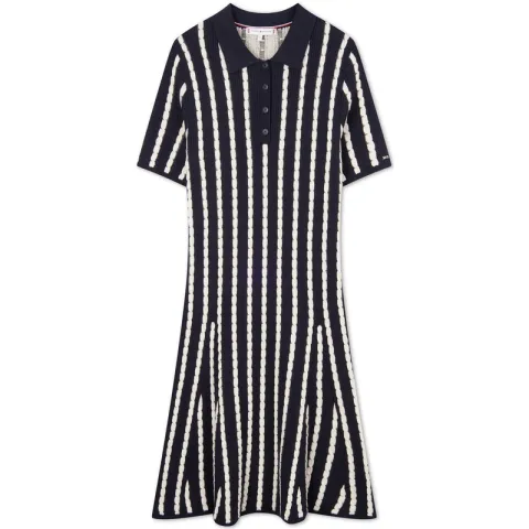 Tommy Hilfiger Short Sleeved Dress Women's Black White Stripes