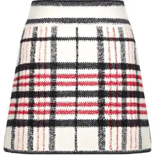 Christian DIOR Pre Owned Plaid Tweed Skirt