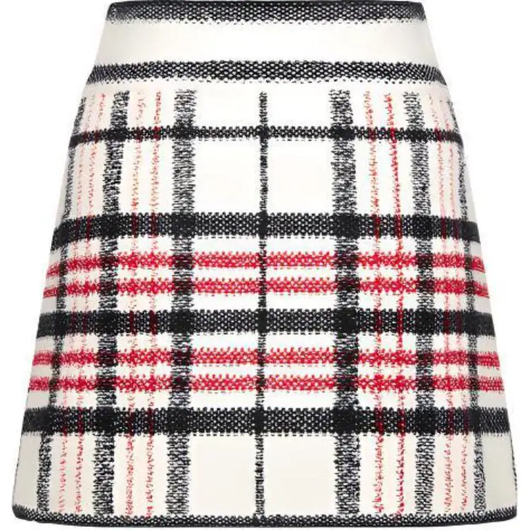 Christian DIOR Pre Owned Plaid Tweed Skirt