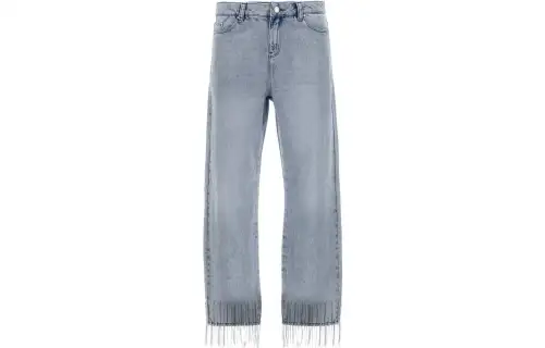 Karl Lagerfeld Logo Patch Fringed Jeans