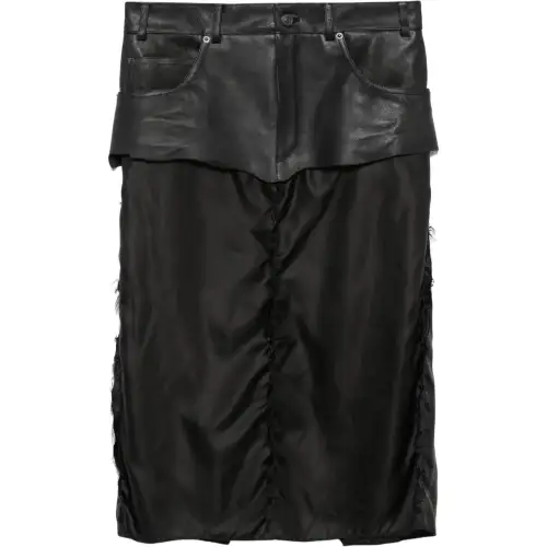 Balenciaga leather-panel midi skirt