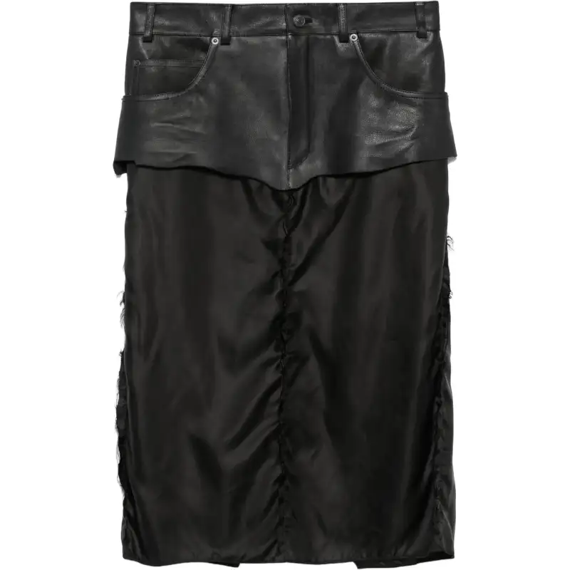 Balenciaga leather-panel midi skirt