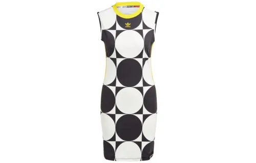 Adidas Originals Sleeveless Dresses Women's Black/White Crew Neck Moderate Short