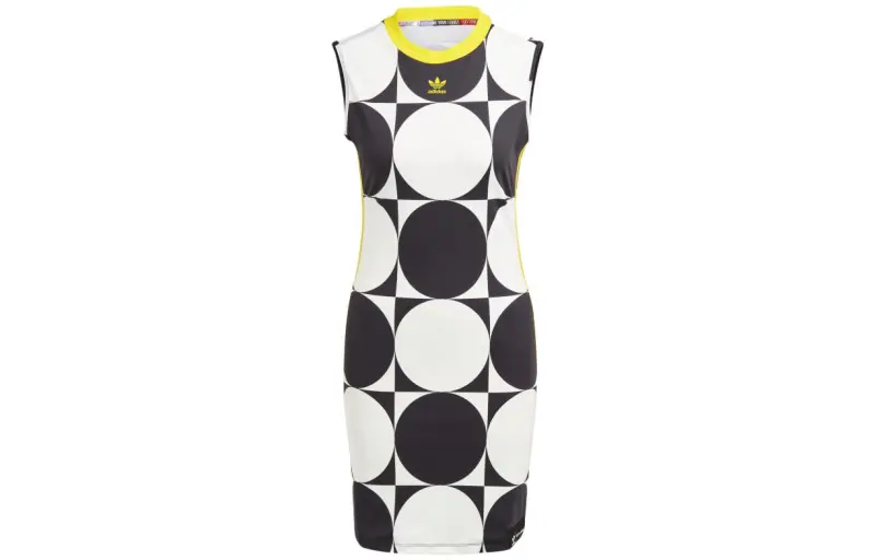Adidas Originals Sleeveless Dresses Women's Black/White Crew Neck Moderate Short