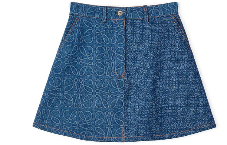 LOEWE Denim blue mini-skirt, A-line, with your logo imprint