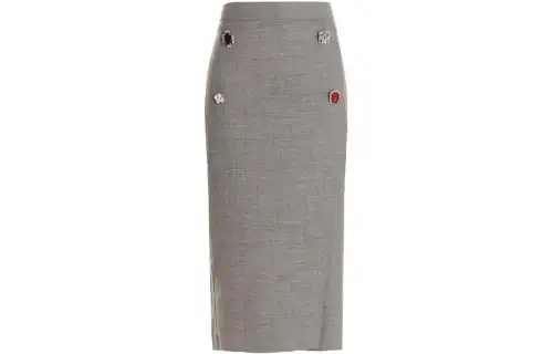 Vetements Casual Long Skirts Women's Gray Moderate Mid Length Other