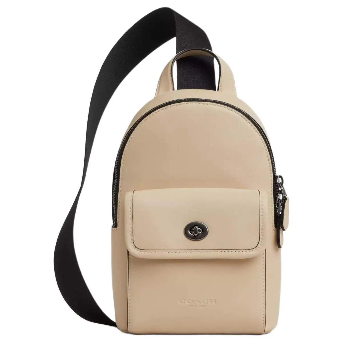 COACH Turnlock Cow Leather Sling Bags Small Men's Ivory & Black