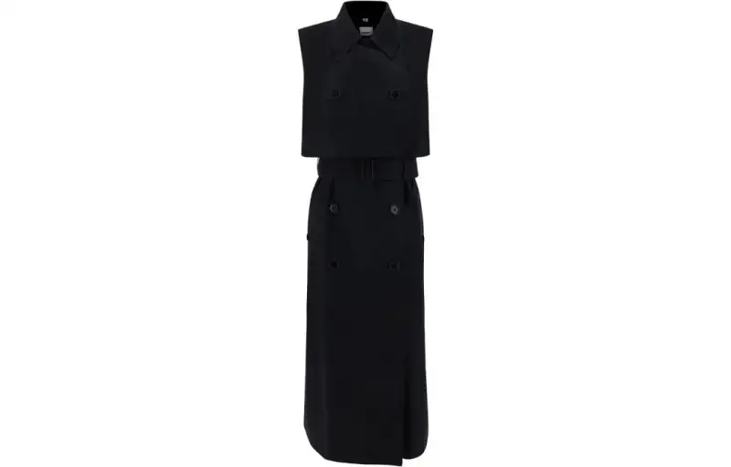 Burberry Double Breasted Belted Sleeveless Dress