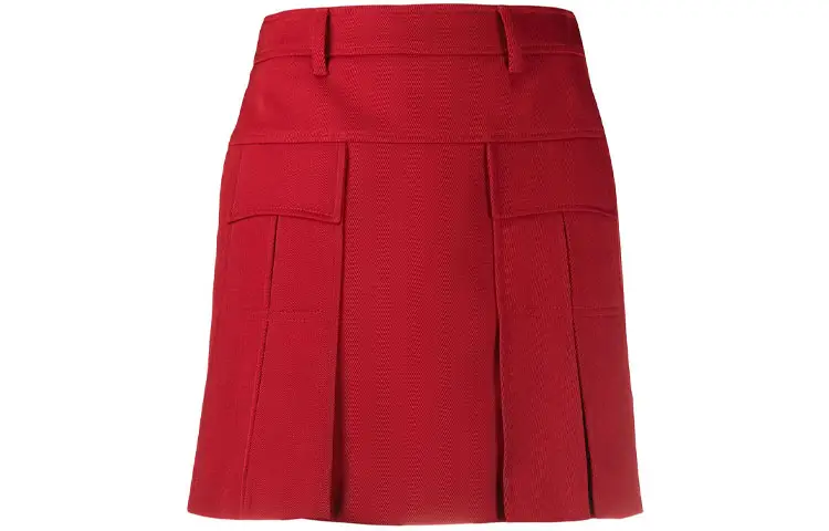 PRADA Casual Short Skirts Women's Red Moderate Short Pleated Skirt