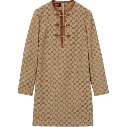 GUCCI Monogrammed Long Sleeve Mini Dress