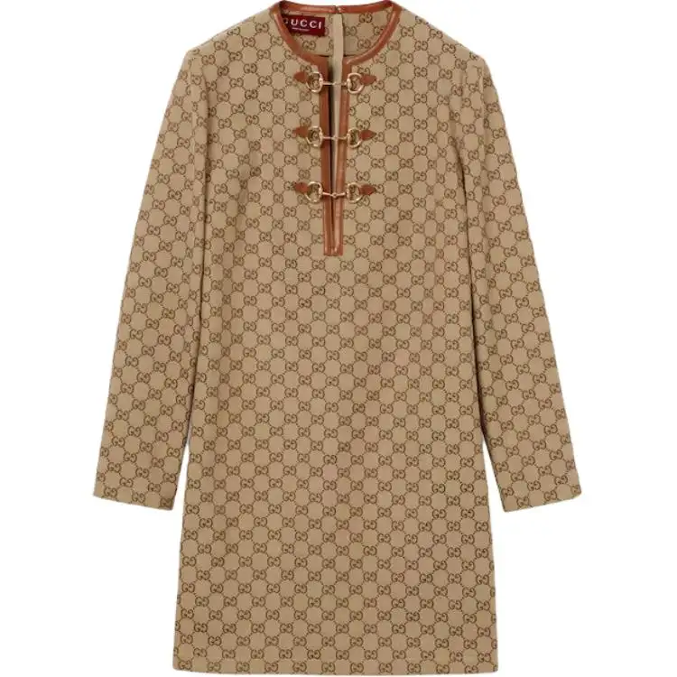 GUCCI Monogrammed Long Sleeve Mini Dress