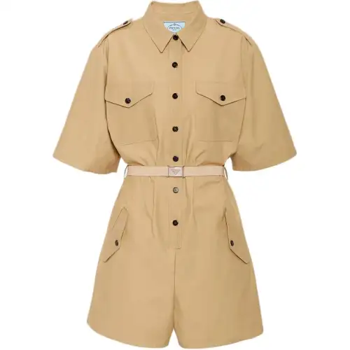 PRADA Short Sleeved Belted Jumpsuit