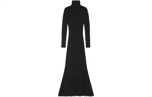 Balenciaga Ribbed Long Sleeve Dress