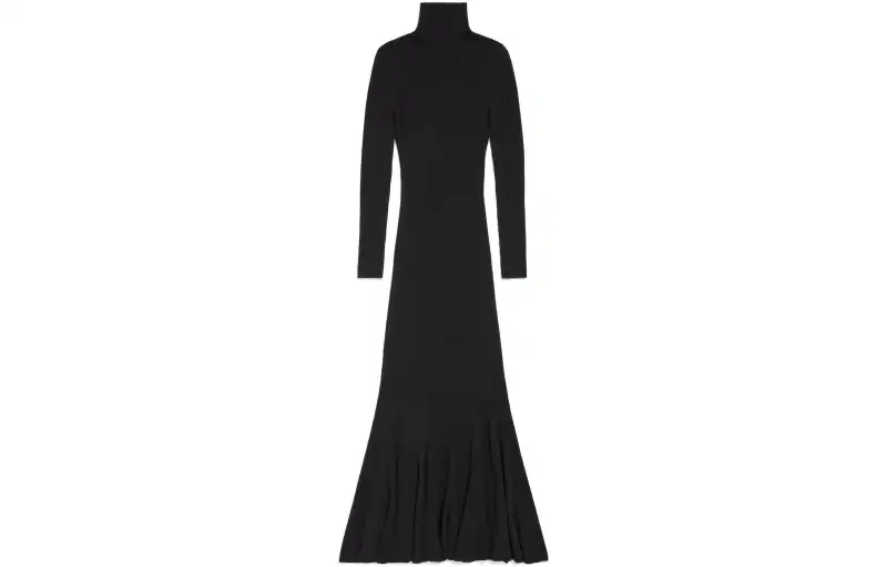 Balenciaga Ribbed Long Sleeve Dress