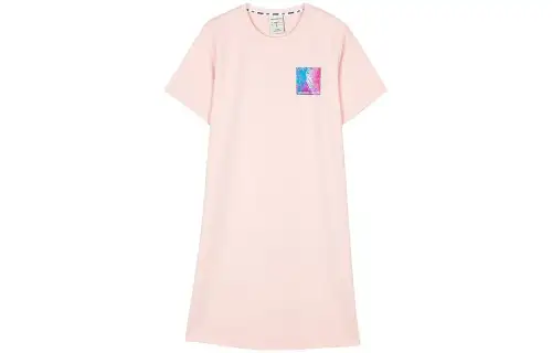 Skechers Short Sleeved Dresses Women's Nude Pink Crew Neck Moderate Mid Length