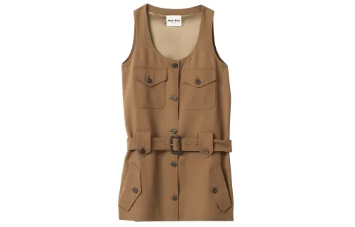 MIU MIU Sleeveless Dress Women's Cork Beige