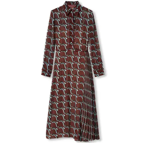 GUCCI Long Sleeved Dress Women's Brown