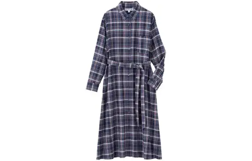 UNIQLO X INES DE LA FRESSANGE UNIQLO X Ines De La Fressange Long Sleeved Dresses Women's Sea Blue Pointed Collar Moderate