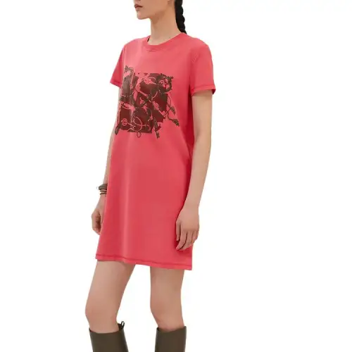HERMES Short Sleeved Dress Women's Vermilion