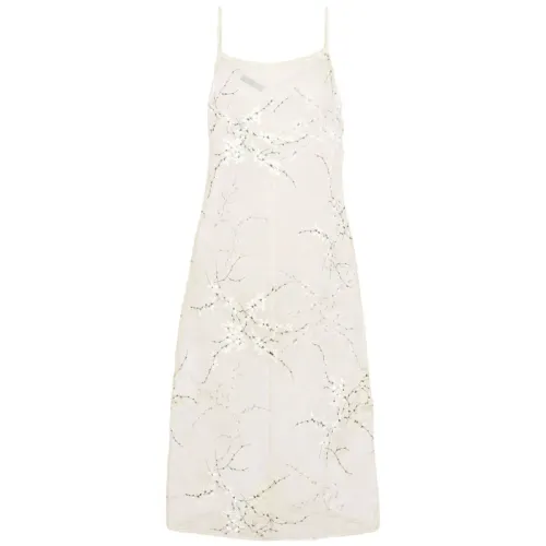 PRADA Embroidered Silk Organza Midi Dress