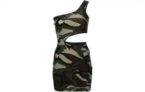 Vetements Asymmetrical Camo Cut-Out Dress