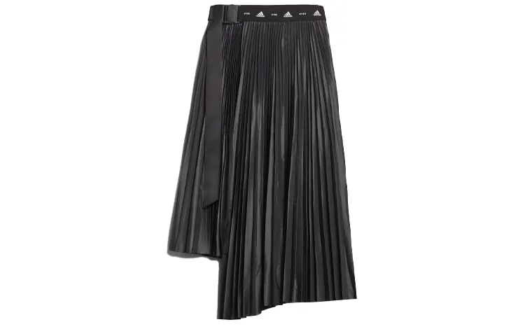Adidas Originals Casual Long Skirts Women's Black Moderate Long Pleated Skirt