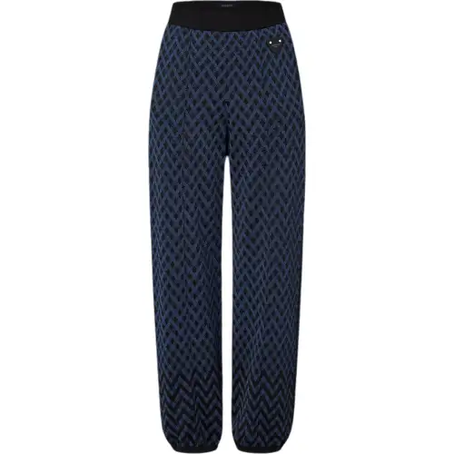 LOUIS VUITTON Knitted Sweatpants Women's Blue Black