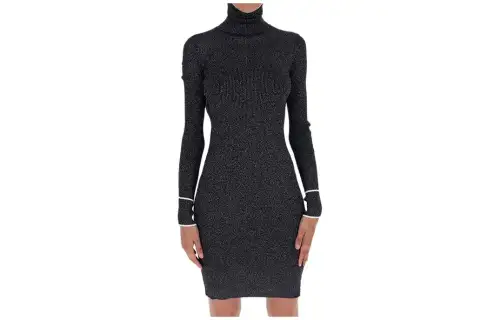 OFF WHITE Long Sleeved Dresses Women's Gray Turtleneck Moderate Mid Length