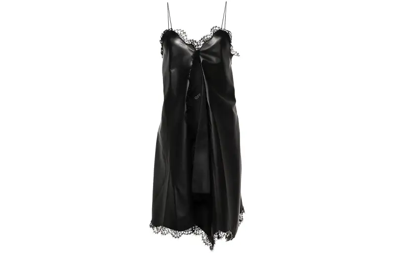 OFF WHITE Lace Detailed Strapped Midi Dress