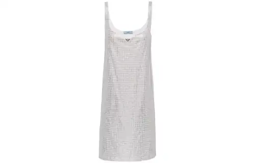 PRADA Rhinestoned Cotton Minidress
