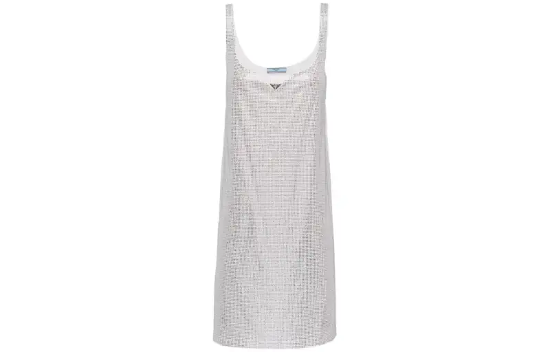 PRADA Rhinestoned Cotton Minidress