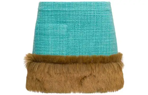 SAINT LAURENT Faux Fur Tweed Mini Skirt