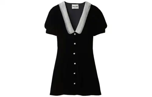 Miu Miu Short-Sleeved Flare Mini Dress