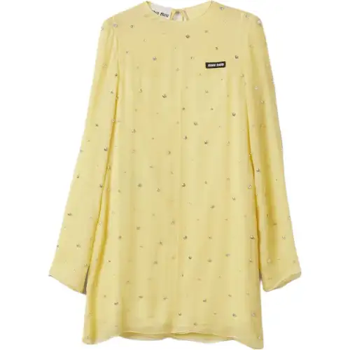 MIU MIU SS24 Long Sleeved Dress Women's Yellow