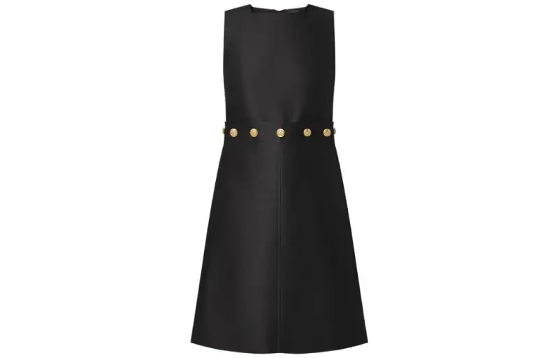 Lv Button Waist Mikado Dress