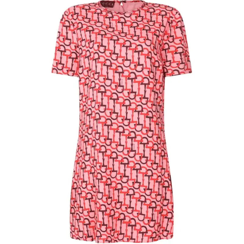 GUCCI Horsebit Print Short Sleeve Dress