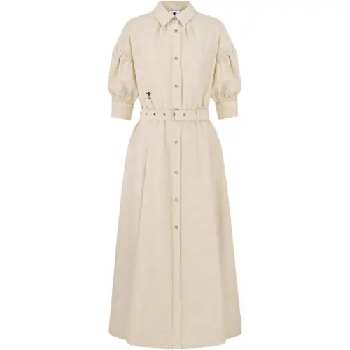 DIOR SS25 Short Sleeved Dress Women's Beige