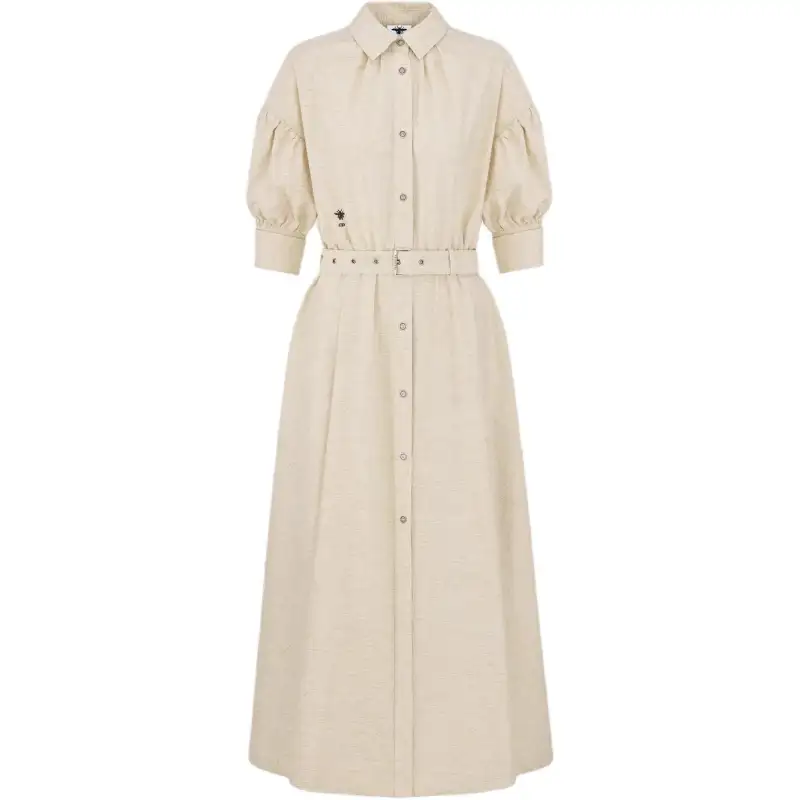 DIOR SS25 Short Sleeved Dress Women's Beige