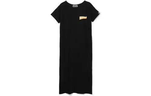 A BATHING APE Short Sleeved Dresses Women's Black Crew Neck Short