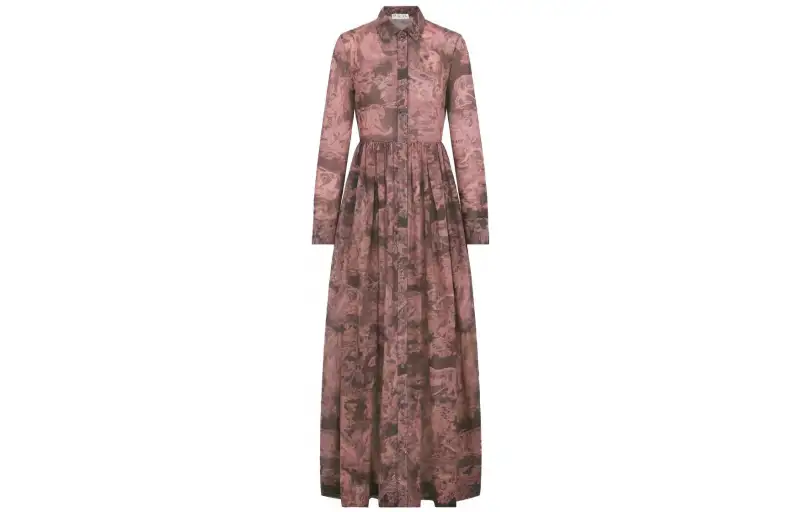 DIOR Long Sleeved Dresses Women's Russet Square Collar Long