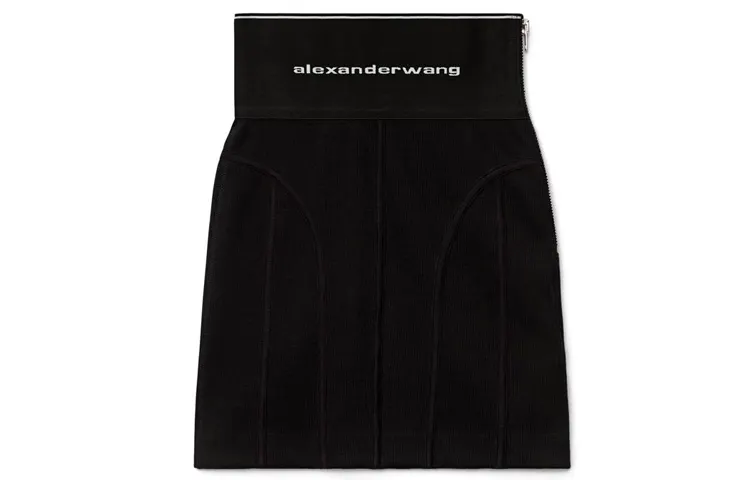 Alexander wang Alexander Wang Hot Girl Logo Elastic Half Casual Skirt Women's Black