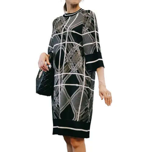 HERMES Long Sleeved Dress Women's Black