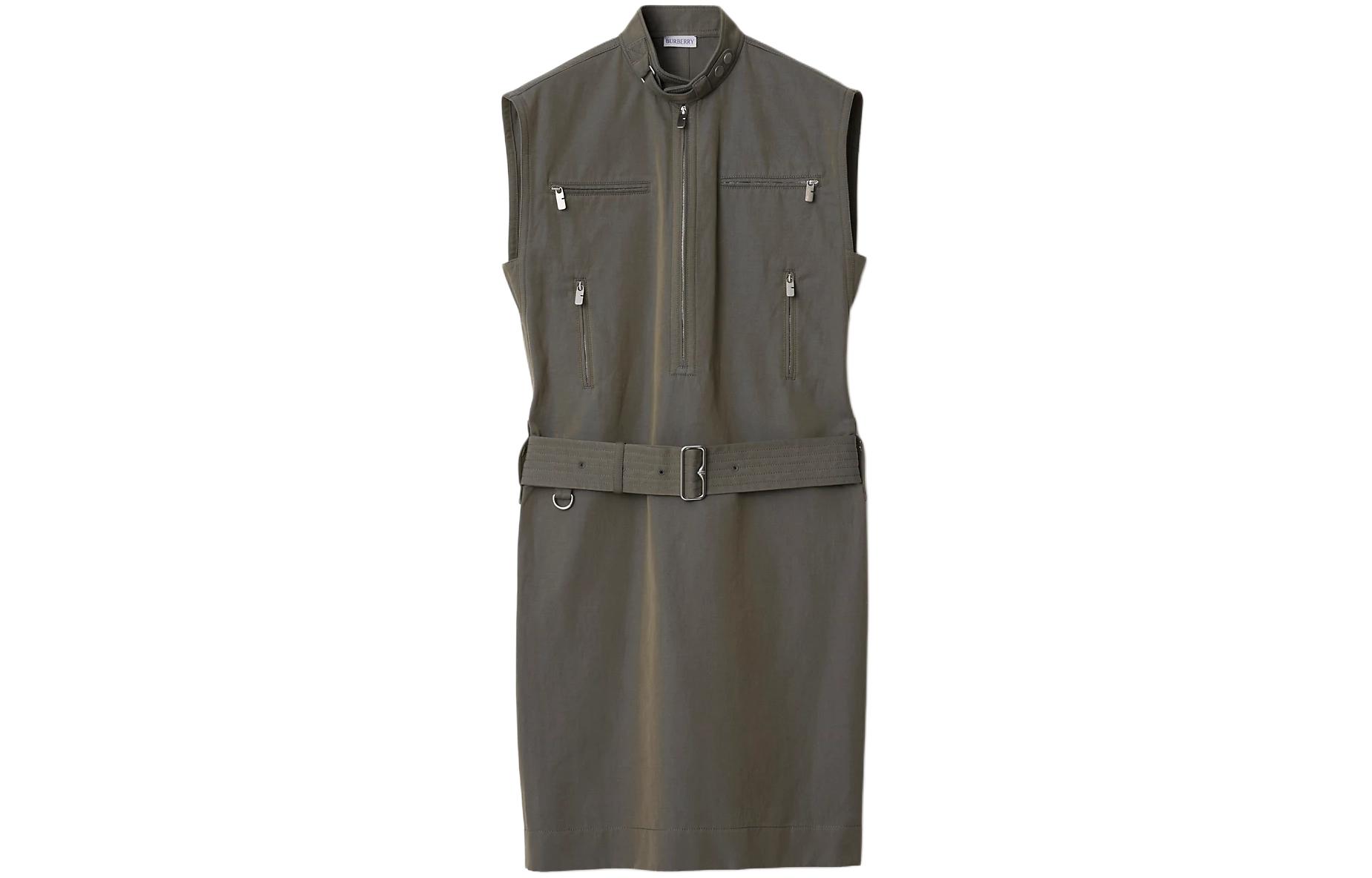 Burberry zip-detail cotton-linen dress