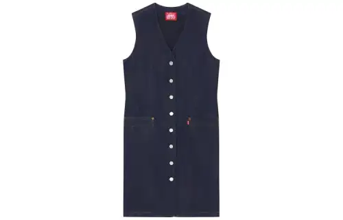 KENZO X Levis Sleeveless Dresses Women's Blue V Neck Moderate Mid Length