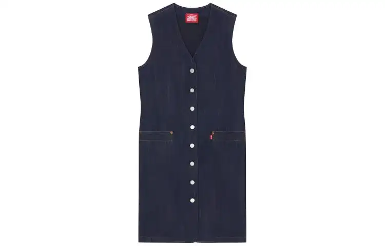 KENZO X Levis Sleeveless Dresses Women's Blue V Neck Moderate Mid Length